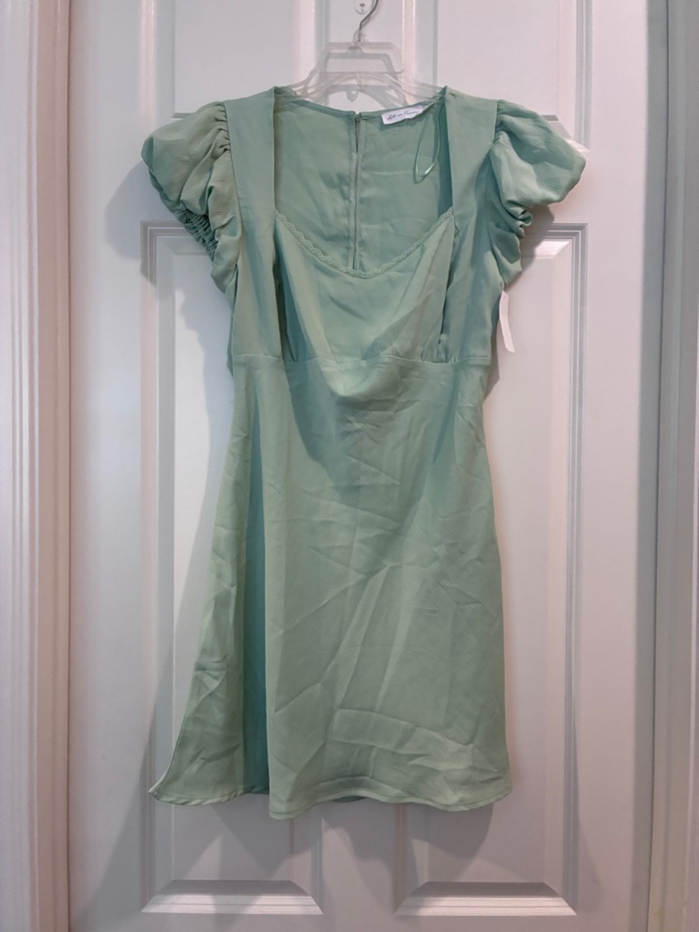 All in Favor Mint Green Puff-Sleeve Mini‎ Dress